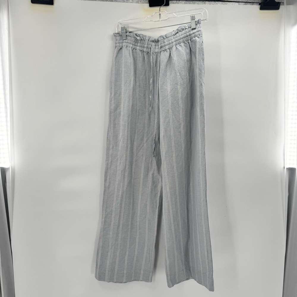 Madewell Light Gray Striped Pants wide leg size S